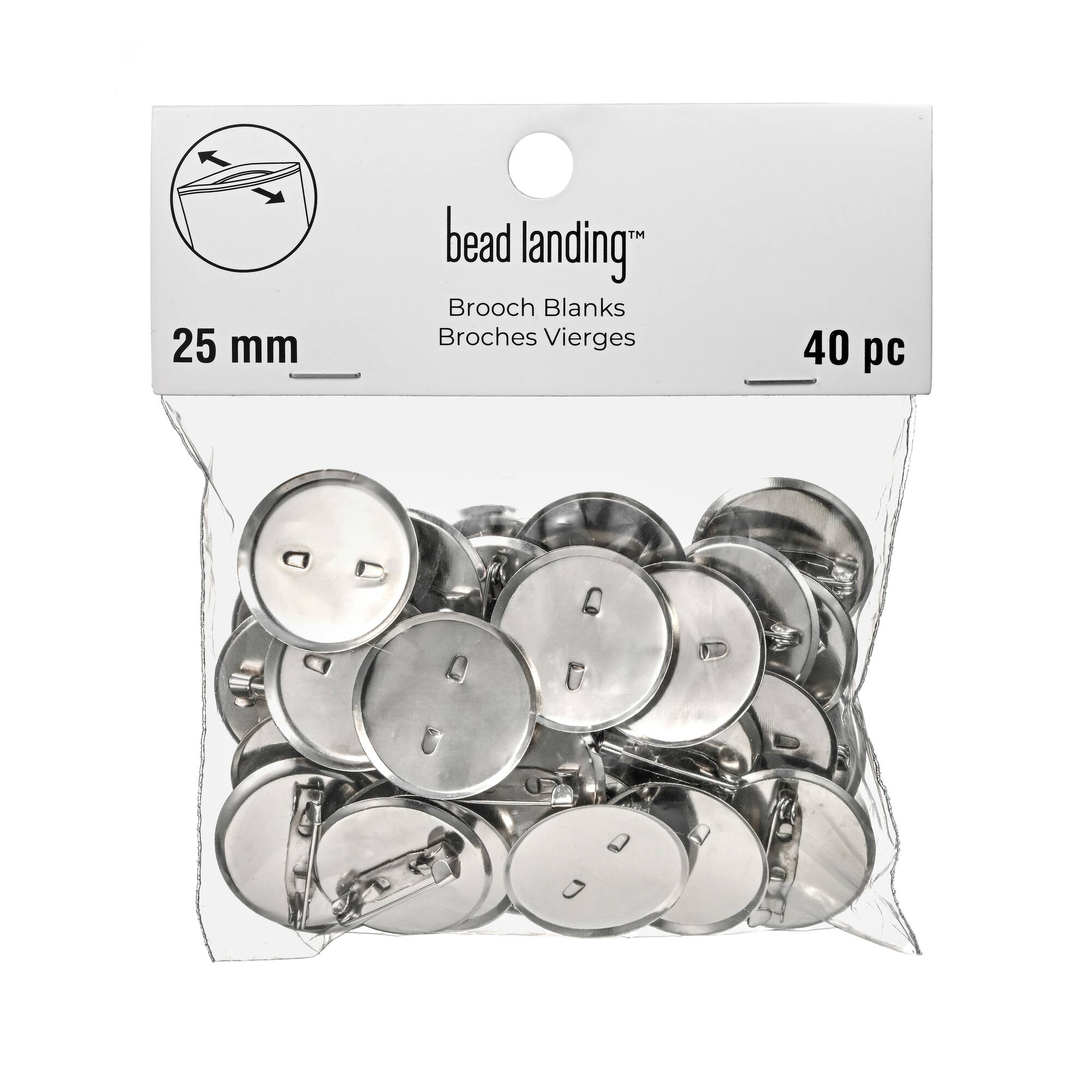 25mm Rhodium Brooch Blanks, 40ct. by Bead Landing™